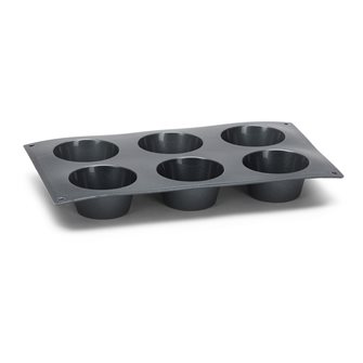 Stampo silicone nero e particelle metallo per 6 muffins