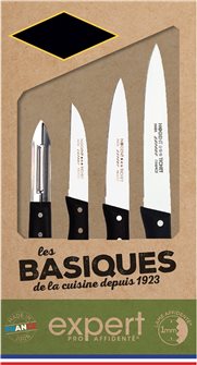 Cofanetto 4 coltelli da cucina microdentati senza affilatura prodotti in Francia